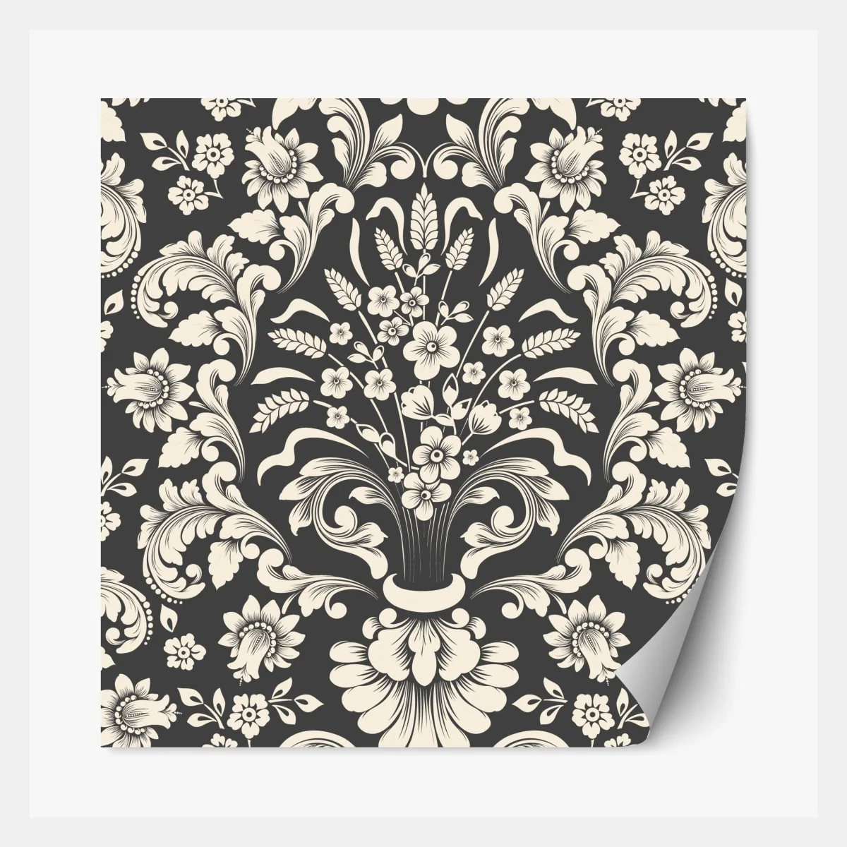 Naklejka repozycjonowalna vintage kwiatowy wzór damask – Wallissimo® Naklejka repozycjonowalna vintage kwiatowy wzór damask – Wallissimo®