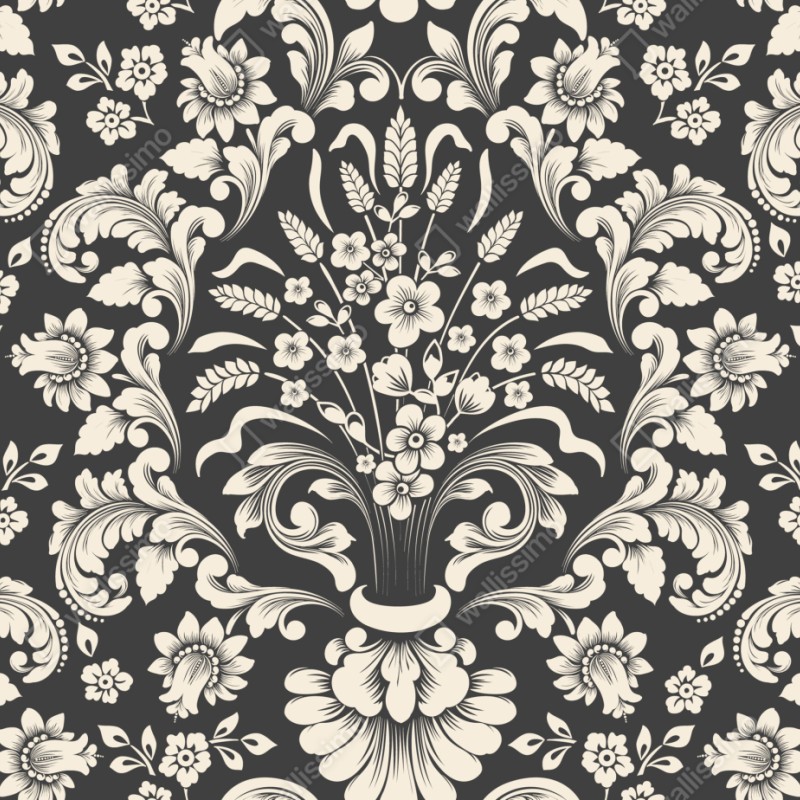 Naklejka repozycjonowalna vintage kwiatowy wzór damask – Wallissimo® Naklejka repozycjonowalna vintage kwiatowy wzór damask – Wallissimo®