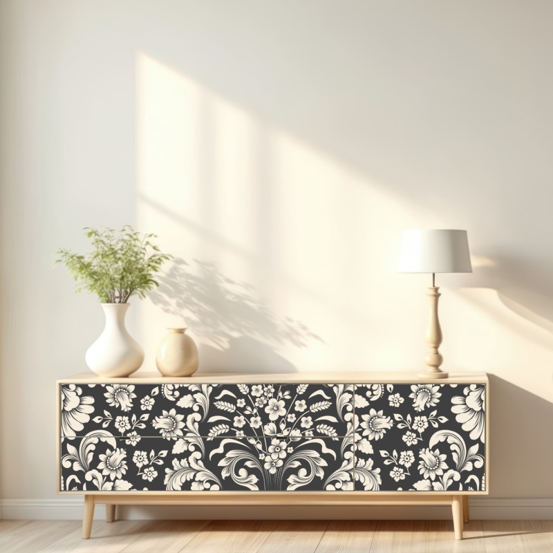 Naklejka repozycjonowalna vintage kwiatowy wzór damask – Wallissimo® Naklejka repozycjonowalna vintage kwiatowy wzór damask – Wallissimo®