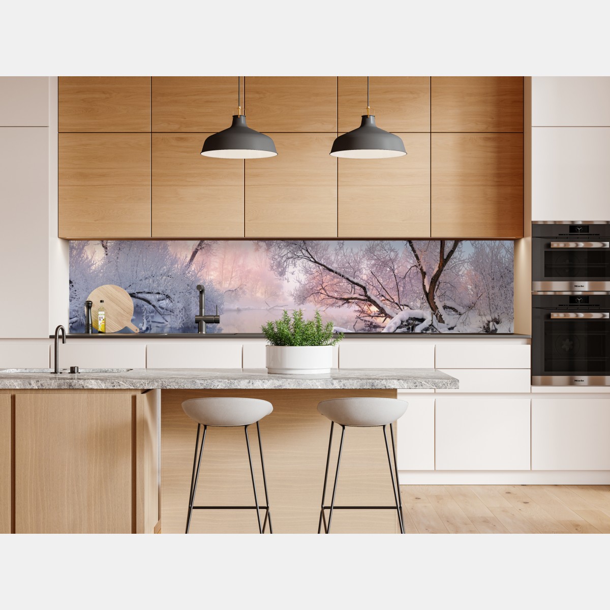 Naklejka repozycjonowalna spokojny zimowy krajobraz nad rzeką – Wallissimo® Naklejka repozycjonowalna spokojny zimowy krajobraz nad rzeką – Wallissimo®