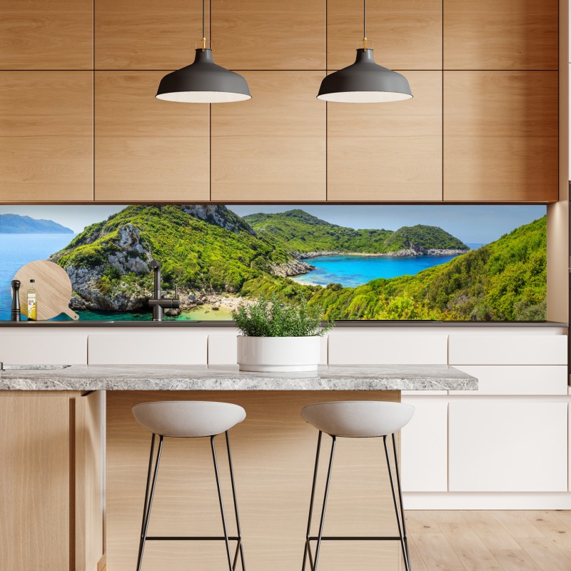 Naklejka repozycjonowalna słoneczny taras nad Morzem Śródziemnym – Wallissimo®