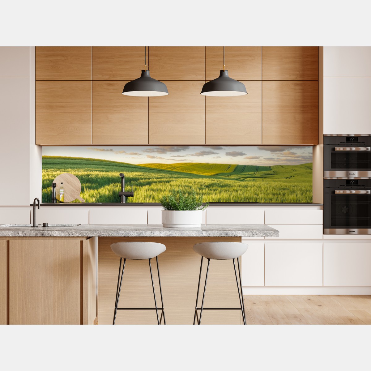 Naklejka repozycjonowalna spokojna zielona łąka panorama – Wallissimo® Naklejka repozycjonowalna spokojna zielona łąka panorama – Wallissimo®