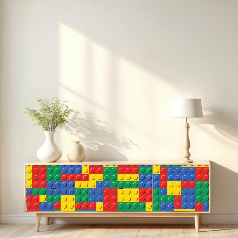 Naklejka repozycjonowalna kolorowy wzór klocków konstrukcyjnych – Wallissimo® Naklejka repozycjonowalna kolorowy wzór klocków konstrukcyjnych – Wallissimo®
