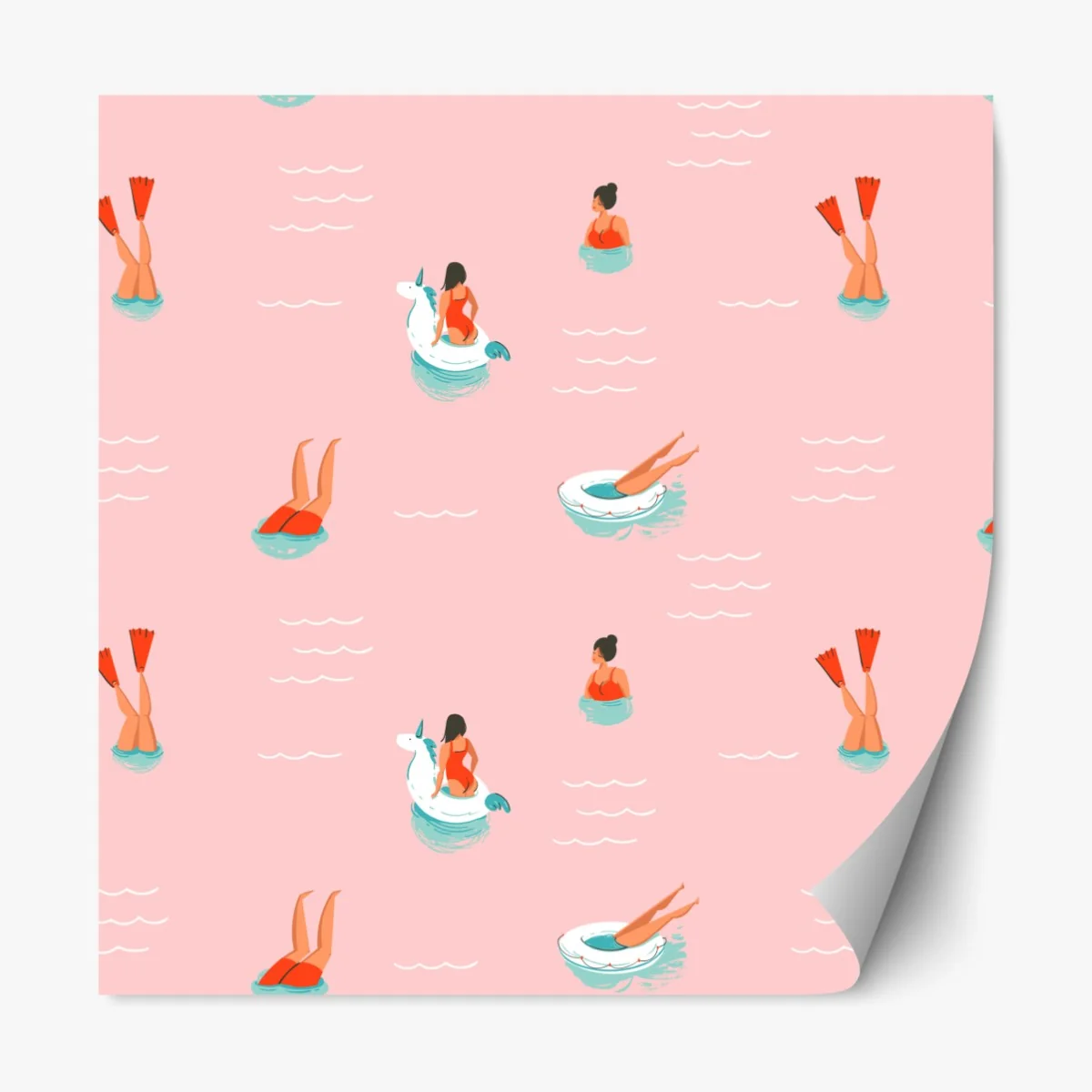 Naklejka repozycjonowalna zabawny pastelowy wzór basenowy – Wallissimo® Naklejka repozycjonowalna zabawny pastelowy wzór basenowy – Wallissimo®