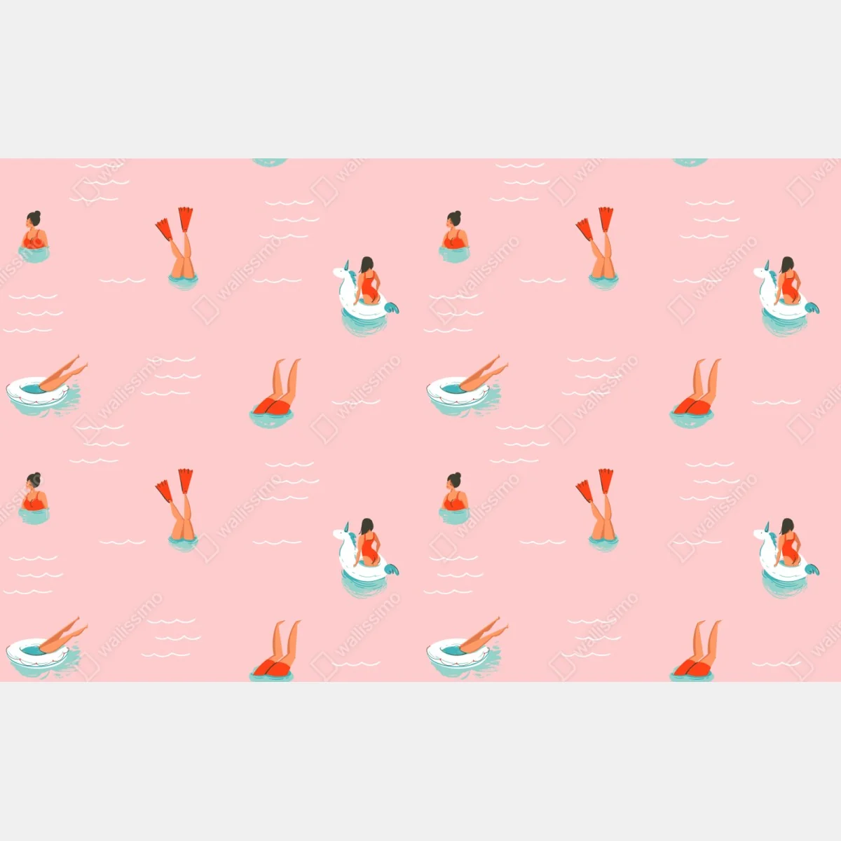 Naklejka repozycjonowalna zabawny pastelowy wzór basenowy – Wallissimo® Naklejka repozycjonowalna zabawny pastelowy wzór basenowy – Wallissimo®