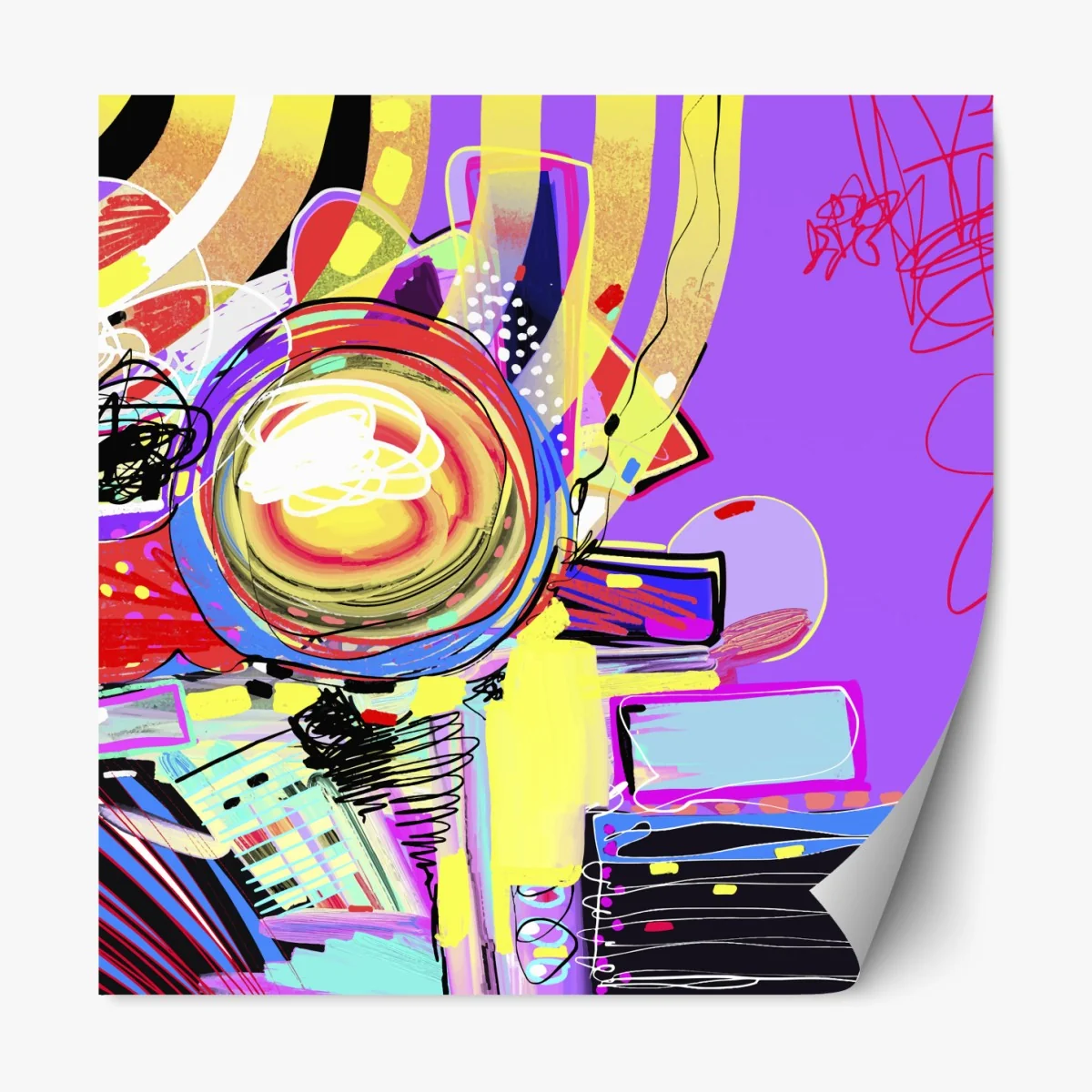 Naklejka repozycjonowalna żywa fioletowa kompozycja abstrakcyjna – Wallissimo® Naklejka repozycjonowalna żywa fioletowa kompozycja abstrakcyjna – Wallissimo®