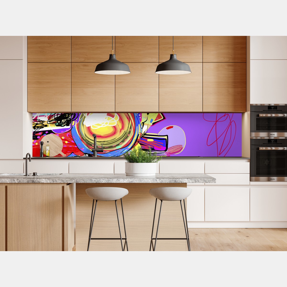 Naklejka repozycjonowalna żywa fioletowa kompozycja abstrakcyjna – Wallissimo® Naklejka repozycjonowalna żywa fioletowa kompozycja abstrakcyjna – Wallissimo®