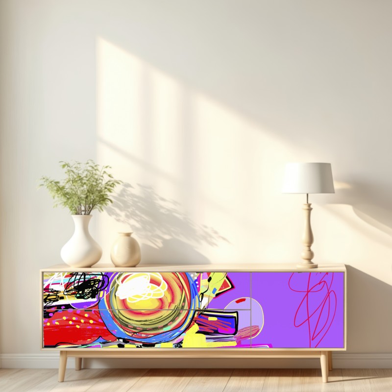 Naklejka repozycjonowalna żywa fioletowa kompozycja abstrakcyjna – Wallissimo® Naklejka repozycjonowalna żywa fioletowa kompozycja abstrakcyjna – Wallissimo®