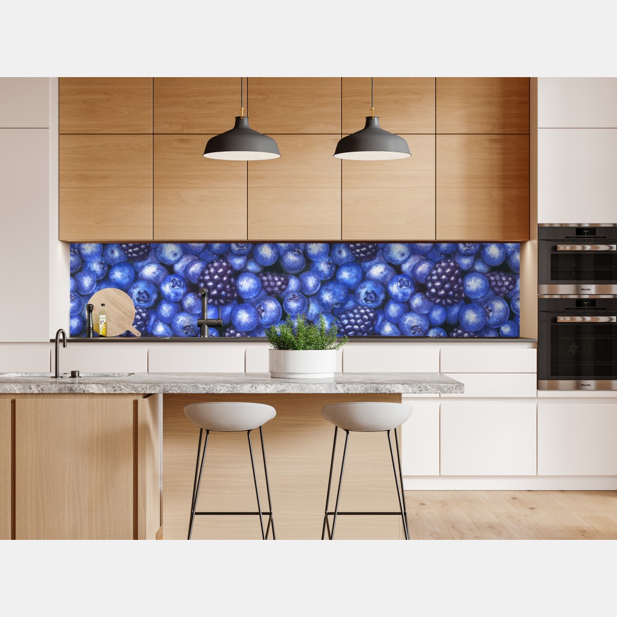 Naklejka repozycjonowalna wzór akwarelowy z borówkami i jeżynami – Wallissimo® Naklejka repozycjonowalna wzór akwarelowy z borówkami i jeżynami – Wallissimo®