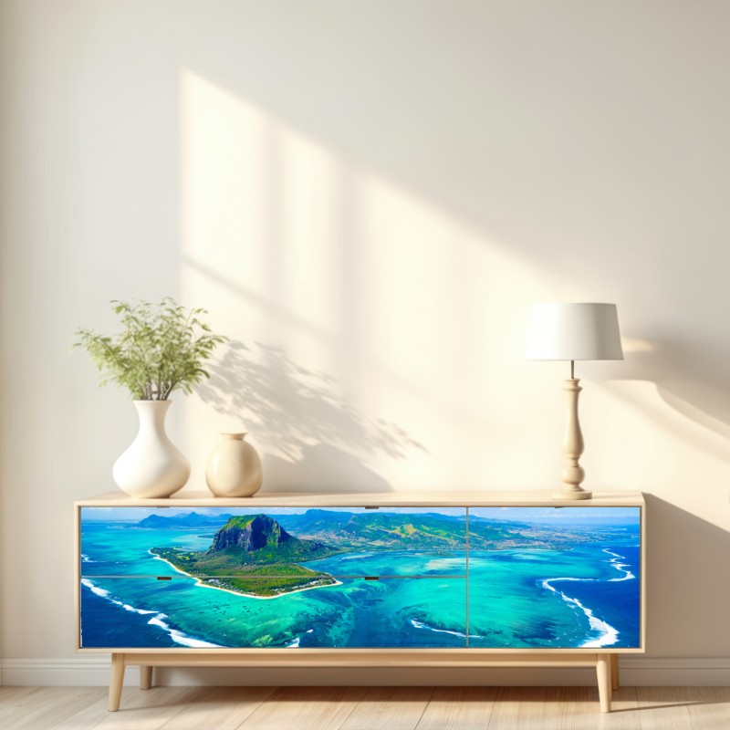 Naklejka repozycjonowalna panorama Le Morne nad laguną Mauritiusa – Wallissimo® Naklejka repozycjonowalna panorama Le Morne nad laguną Mauritiusa – Wallissimo®