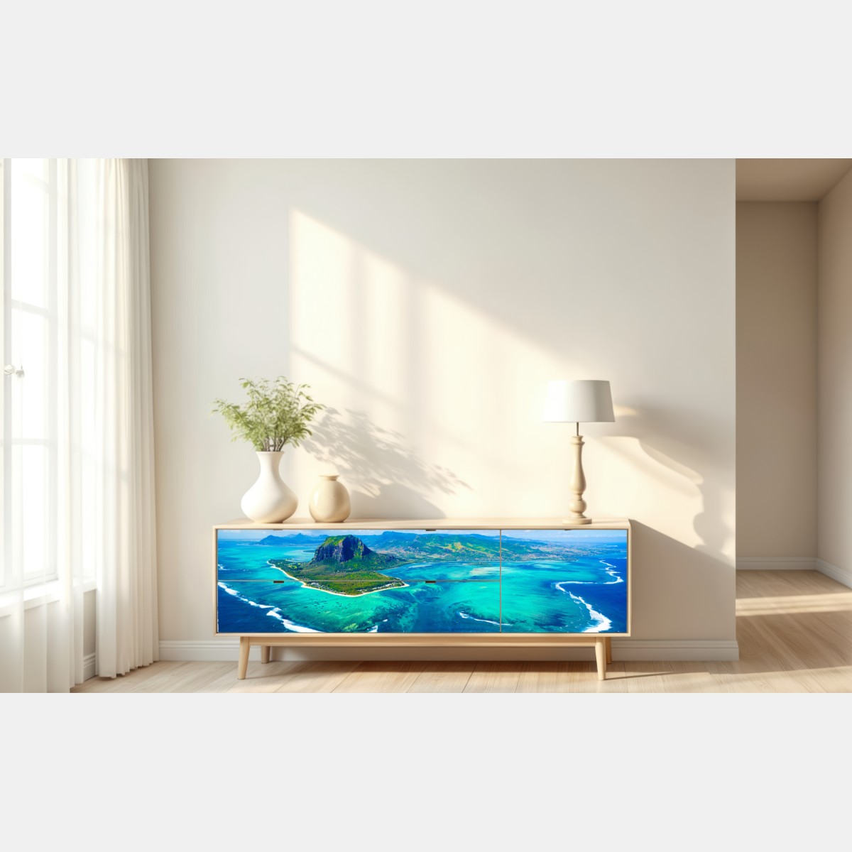 Naklejka repozycjonowalna panorama Le Morne nad laguną Mauritiusa – Wallissimo® Naklejka repozycjonowalna panorama Le Morne nad laguną Mauritiusa – Wallissimo®