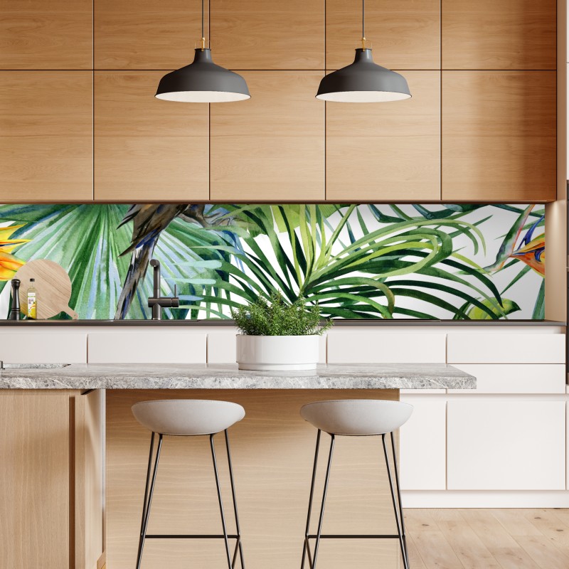 Naklejka repozycjonowalna tropikalny zachód słońca z sylwetkami palm – Wallissimo®