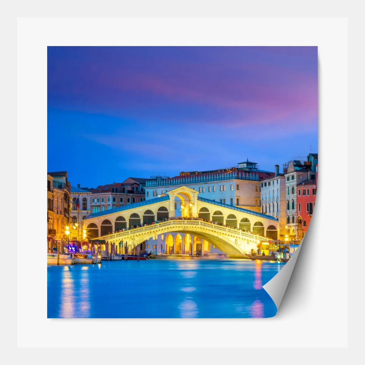 Naklejka repozycjonowalna most Rialto o zmierzchu, Wenecja – Wallissimo® Naklejka repozycjonowalna most Rialto o zmierzchu, Wenecja – Wallissimo®