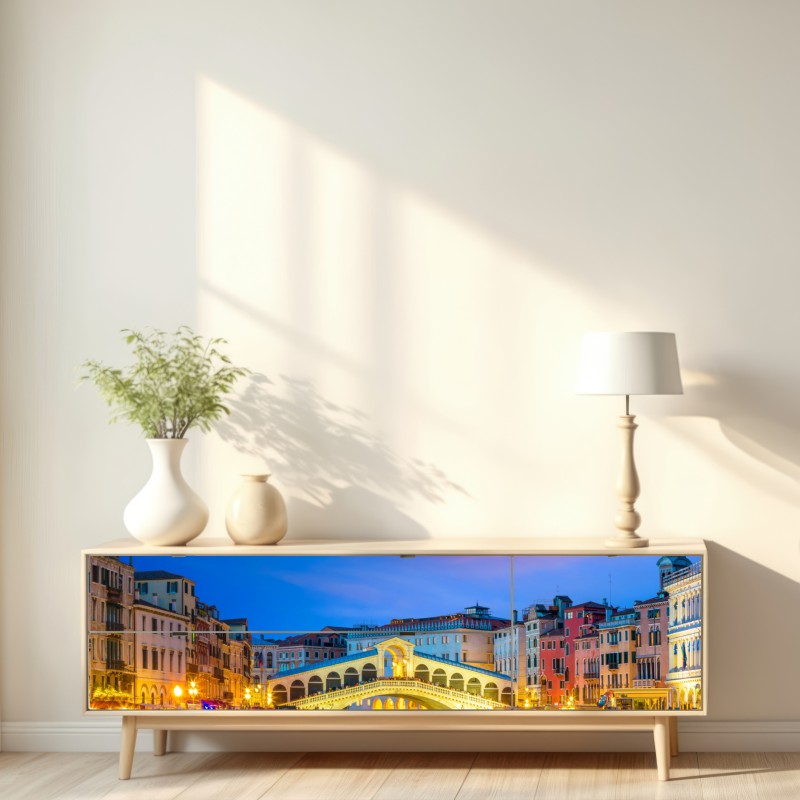 Naklejka repozycjonowalna most Rialto o zmierzchu, Wenecja – Wallissimo® Naklejka repozycjonowalna most Rialto o zmierzchu, Wenecja – Wallissimo®