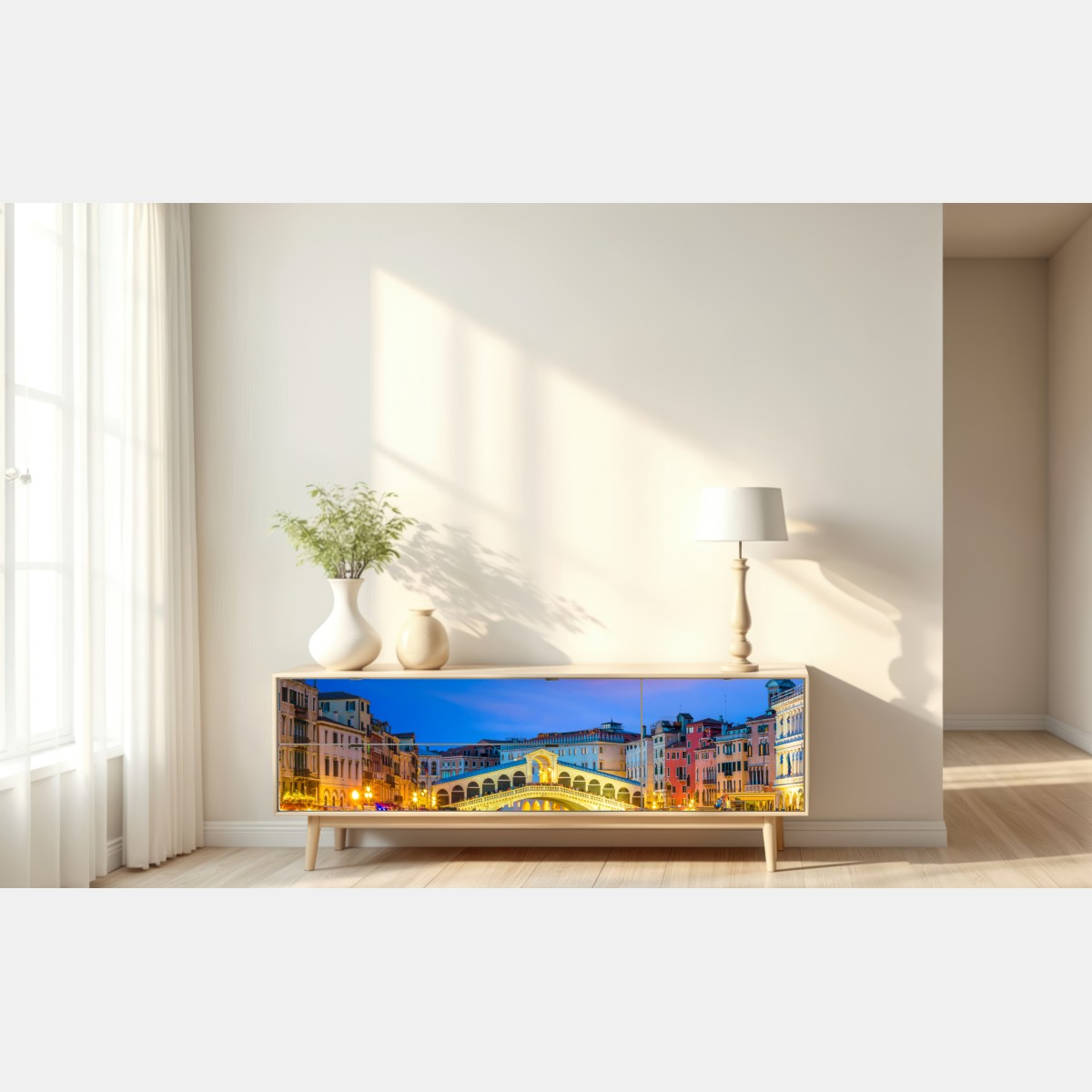 Naklejka repozycjonowalna most Rialto o zmierzchu, Wenecja – Wallissimo® Naklejka repozycjonowalna most Rialto o zmierzchu, Wenecja – Wallissimo®