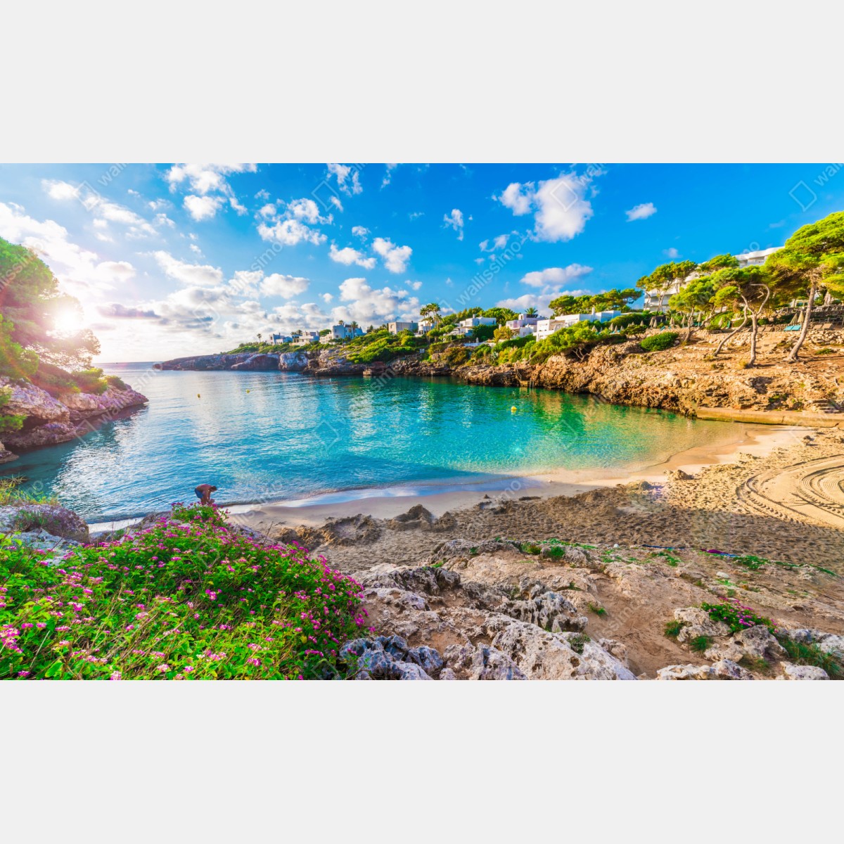 Naklejka repozycjonowalna słoneczna Cala Esmeralda zatoka w turkusie – Wallissimo® Naklejka repozycjonowalna słoneczna Cala Esmeralda zatoka w turkusie – Wallissimo®