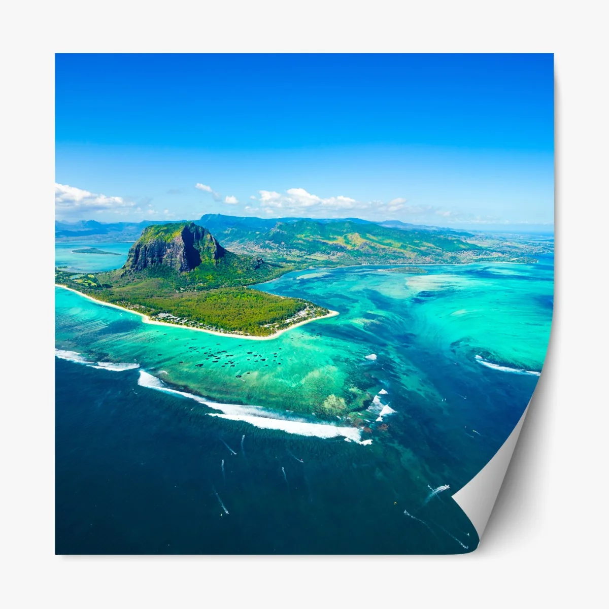 Naklejka repozycjonowalna Le Morne turkusowa laguna panorama – Wallissimo® Naklejka repozycjonowalna Le Morne turkusowa laguna panorama – Wallissimo®