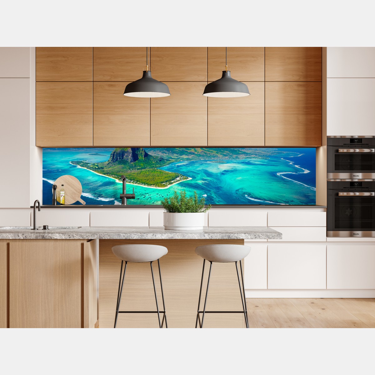 Naklejka repozycjonowalna Le Morne turkusowa laguna panorama – Wallissimo® Naklejka repozycjonowalna Le Morne turkusowa laguna panorama – Wallissimo®