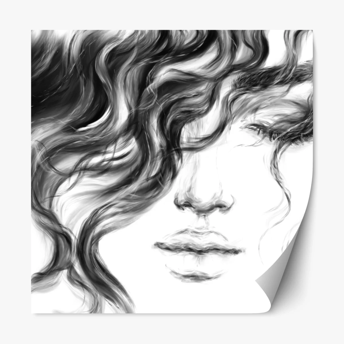 Naklejka repozycjonowalna eteryczny monochromatyczny portret – Wallissimo® Naklejka repozycjonowalna eteryczny monochromatyczny portret – Wallissimo®