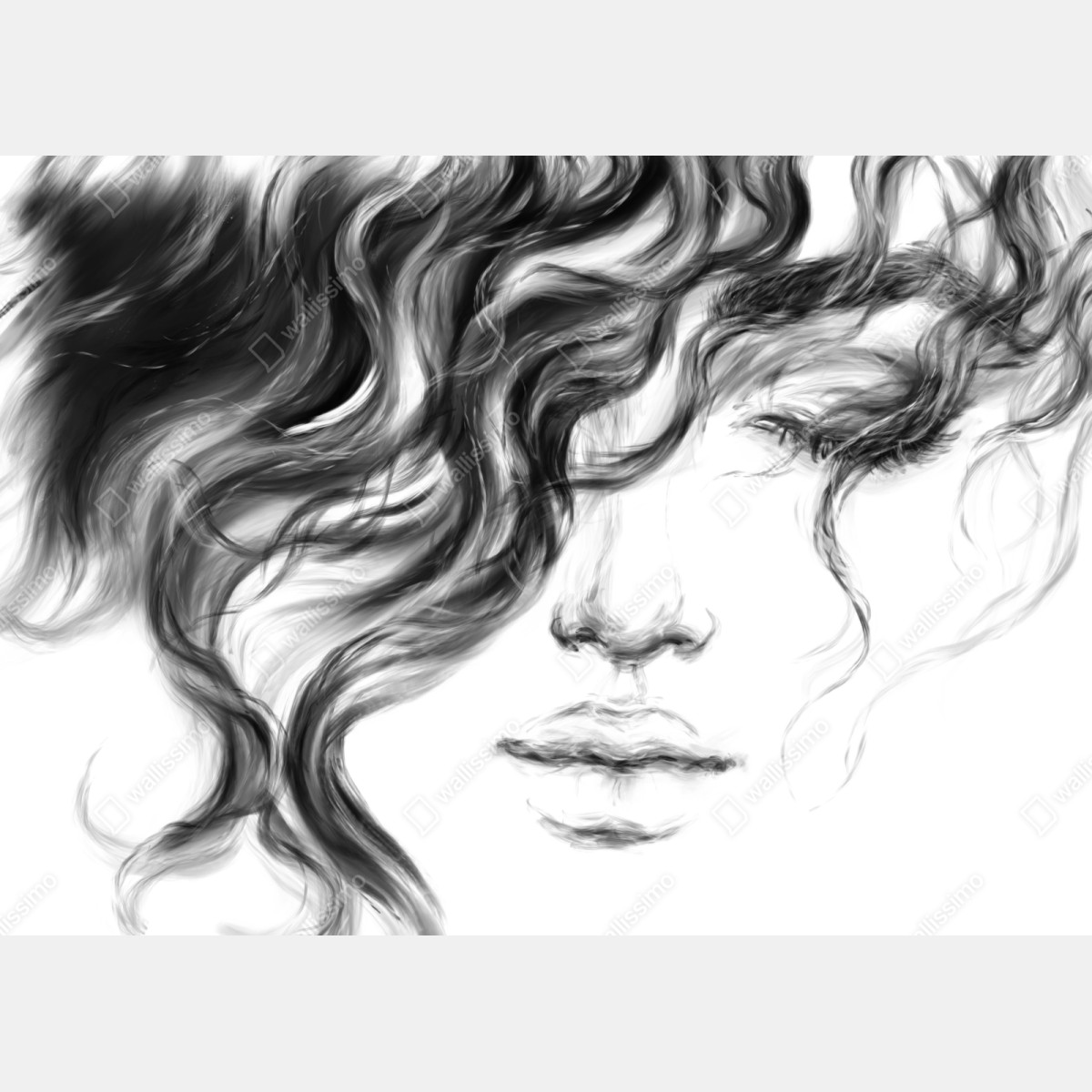 Naklejka repozycjonowalna eteryczny monochromatyczny portret – Wallissimo® Naklejka repozycjonowalna eteryczny monochromatyczny portret – Wallissimo®