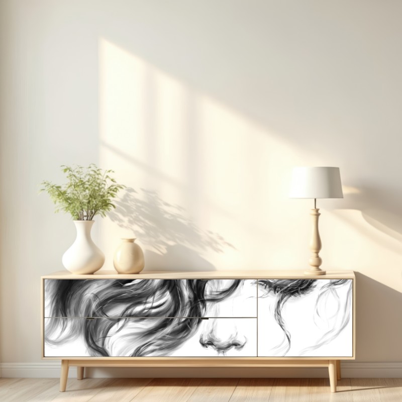 Naklejka repozycjonowalna eteryczny monochromatyczny portret – Wallissimo® Naklejka repozycjonowalna eteryczny monochromatyczny portret – Wallissimo®