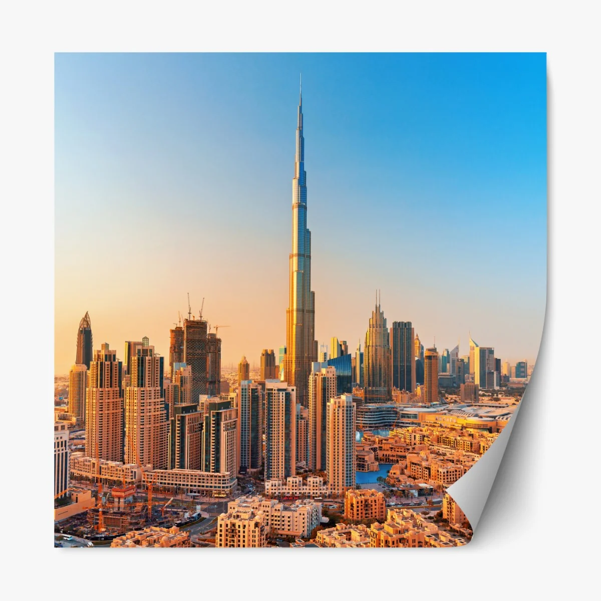 Naklejka repozycjonowalna panorama Dubaju o złotej godzinie – Wallissimo® Naklejka repozycjonowalna panorama Dubaju o złotej godzinie – Wallissimo®