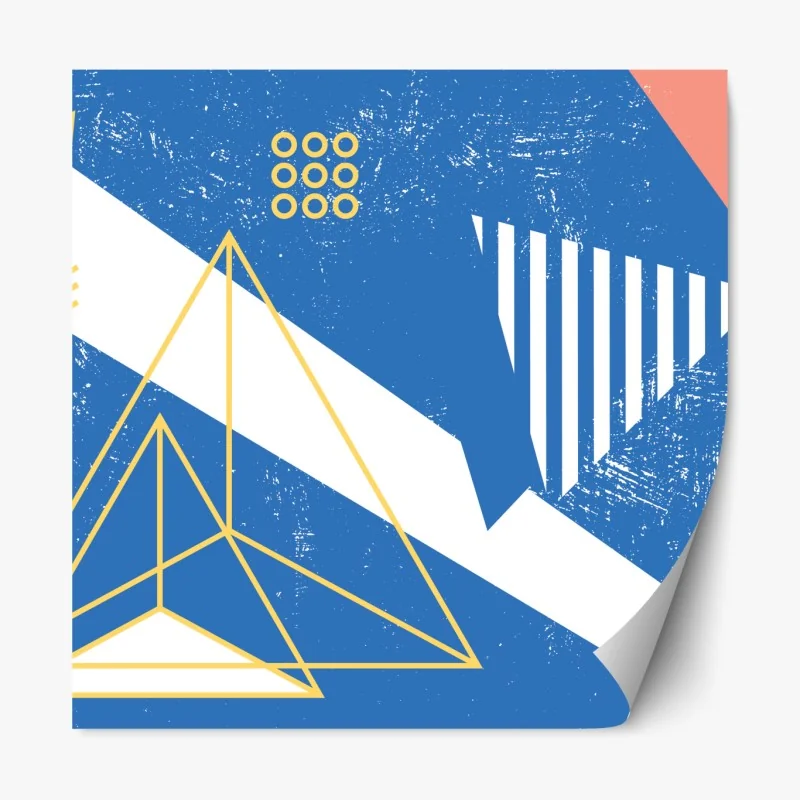 Naklejka repozycjonowalna geometryczna abstrakcja w odcieniach niebieskiego