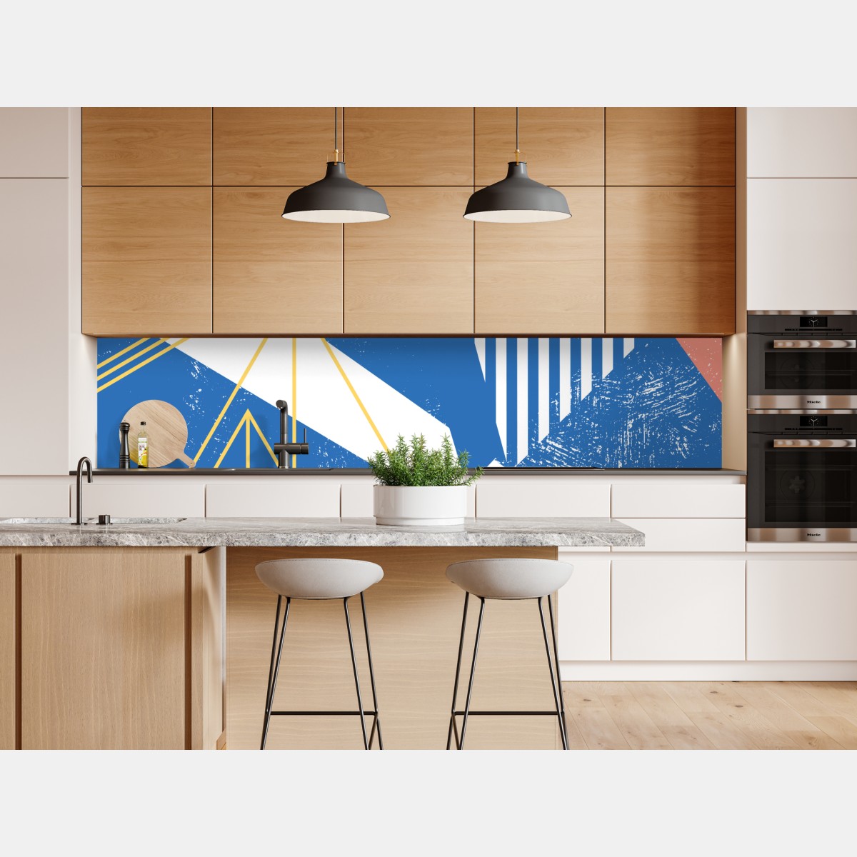 Naklejka repozycjonowalna geometryczna abstrakcja w odcieniach niebieskiego – Wallissimo® Naklejka repozycjonowalna geometryczna abstrakcja w odcieniach niebieskiego – Wallissimo®