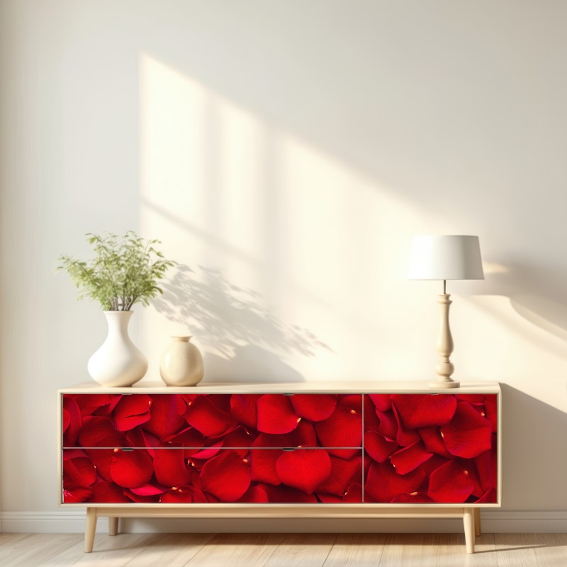 Naklejka repozycjonowalna czerwone płatki róż tło – Wallissimo® Naklejka repozycjonowalna czerwone płatki róż tło – Wallissimo®