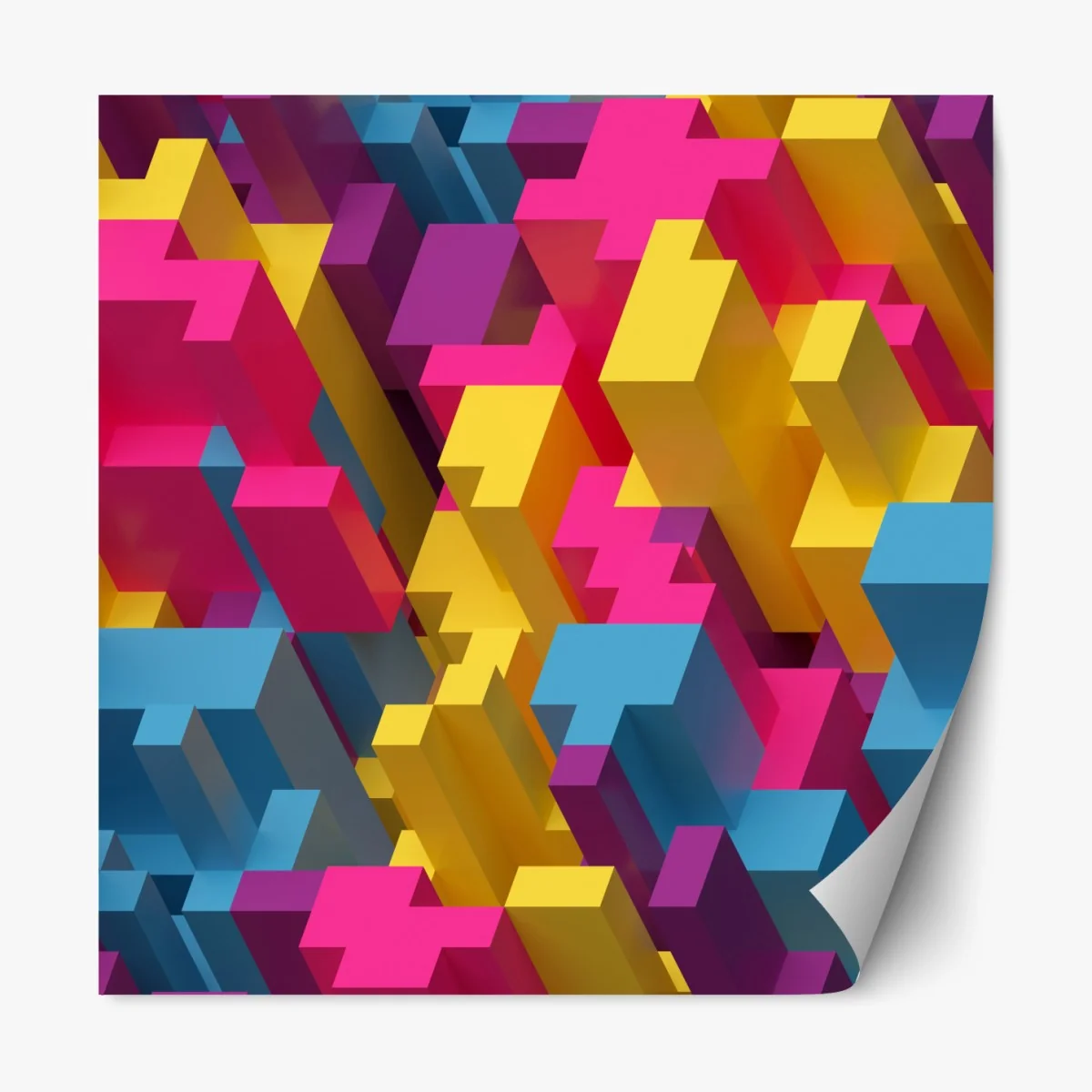 Naklejka repozycjonowalna kolorowy wzór voxel 3d – Wallissimo® Naklejka repozycjonowalna kolorowy wzór voxel 3d – Wallissimo®