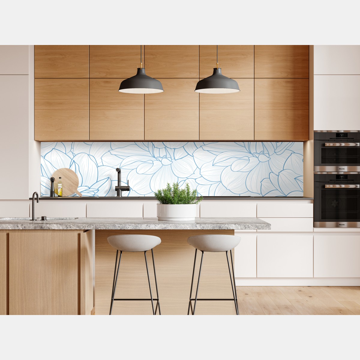 Naklejka repozycjonowalna delikatny niebieski motyw kwiatowy – Wallissimo® Naklejka repozycjonowalna delikatny niebieski motyw kwiatowy – Wallissimo®