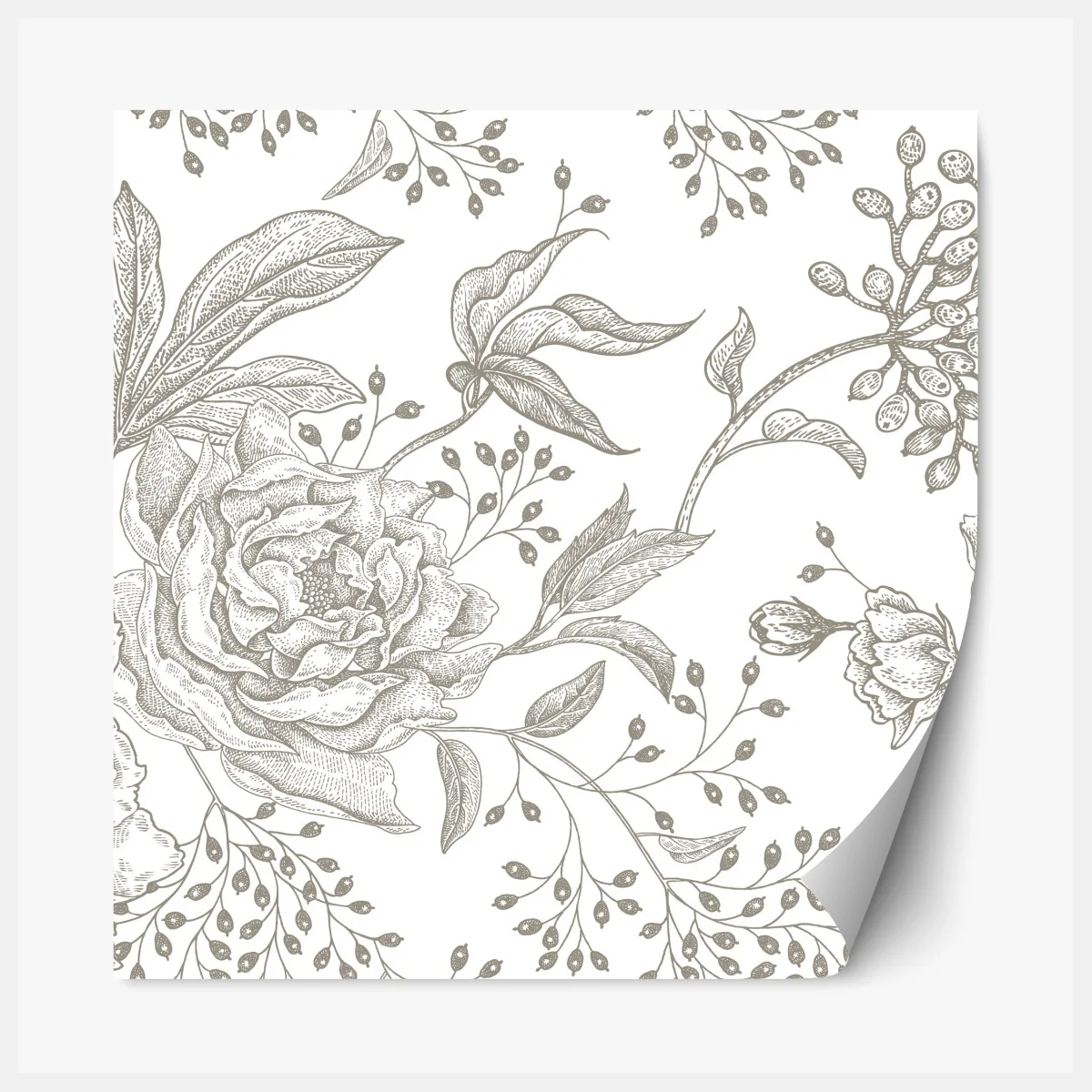 Naklejka repozycjonowalna delikatny botaniczny wzór kwiatowy w stylu vintage – Wallissimo® Naklejka repozycjonowalna delikatny botaniczny wzór kwiatowy w stylu vintage – Wallissimo®