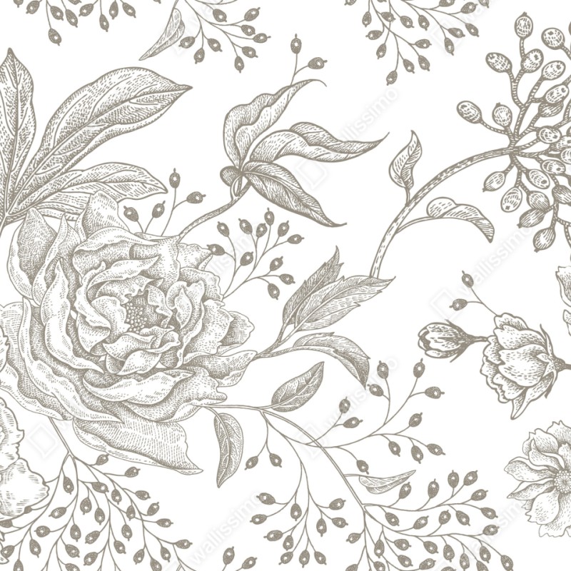 Naklejka repozycjonowalna delikatny botaniczny wzór kwiatowy w stylu vintage – Wallissimo® Naklejka repozycjonowalna delikatny botaniczny wzór kwiatowy w stylu vintage – Wallissimo®