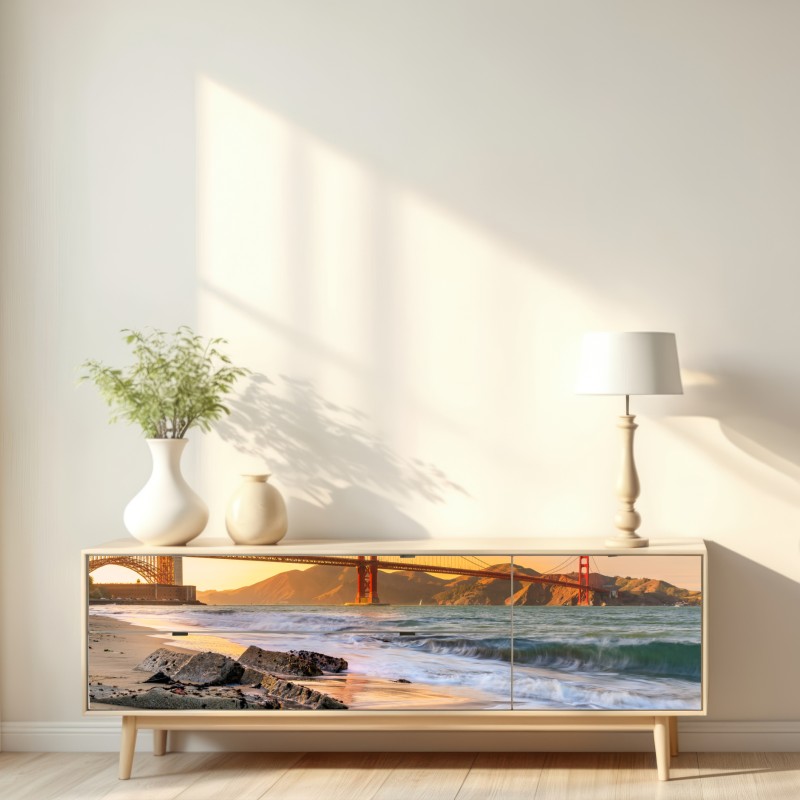 Naklejka repozycjonowalna zachód słońca przy Golden Gate Bridge – Wallissimo® Naklejka repozycjonowalna zachód słońca przy Golden Gate Bridge – Wallissimo®