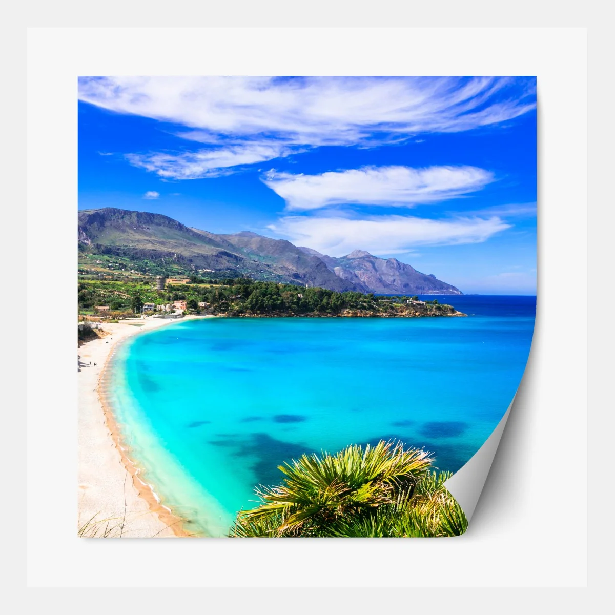 Naklejka repozycjonowalna turkusowy nadmorski pejzaż plaży – Wallissimo® Naklejka repozycjonowalna turkusowy nadmorski pejzaż plaży – Wallissimo®
