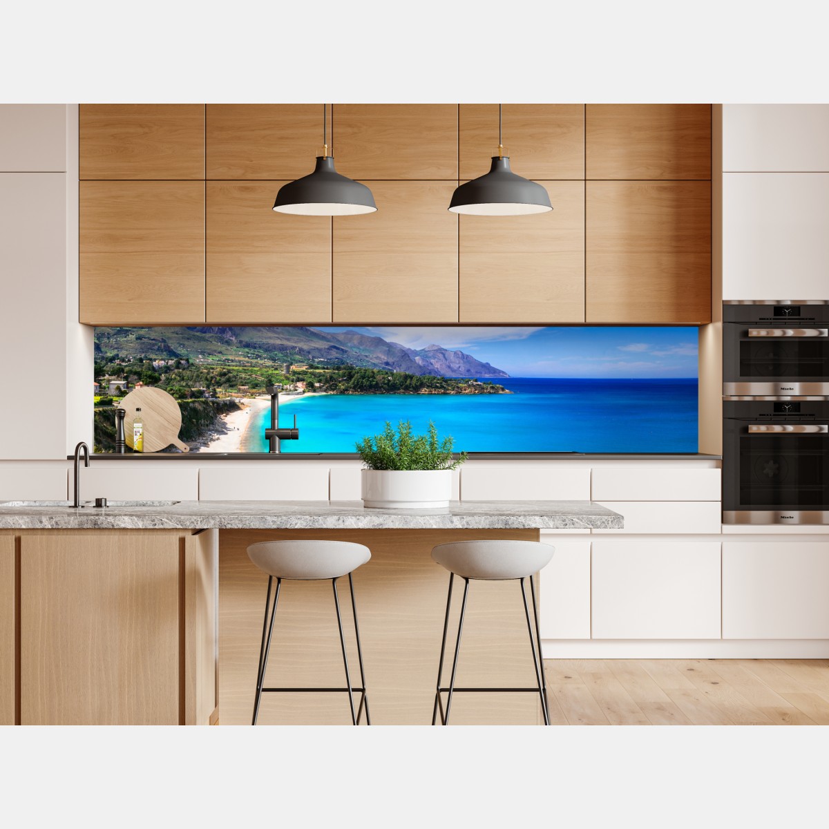 Naklejka repozycjonowalna turkusowy nadmorski pejzaż plaży – Wallissimo® Naklejka repozycjonowalna turkusowy nadmorski pejzaż plaży – Wallissimo®