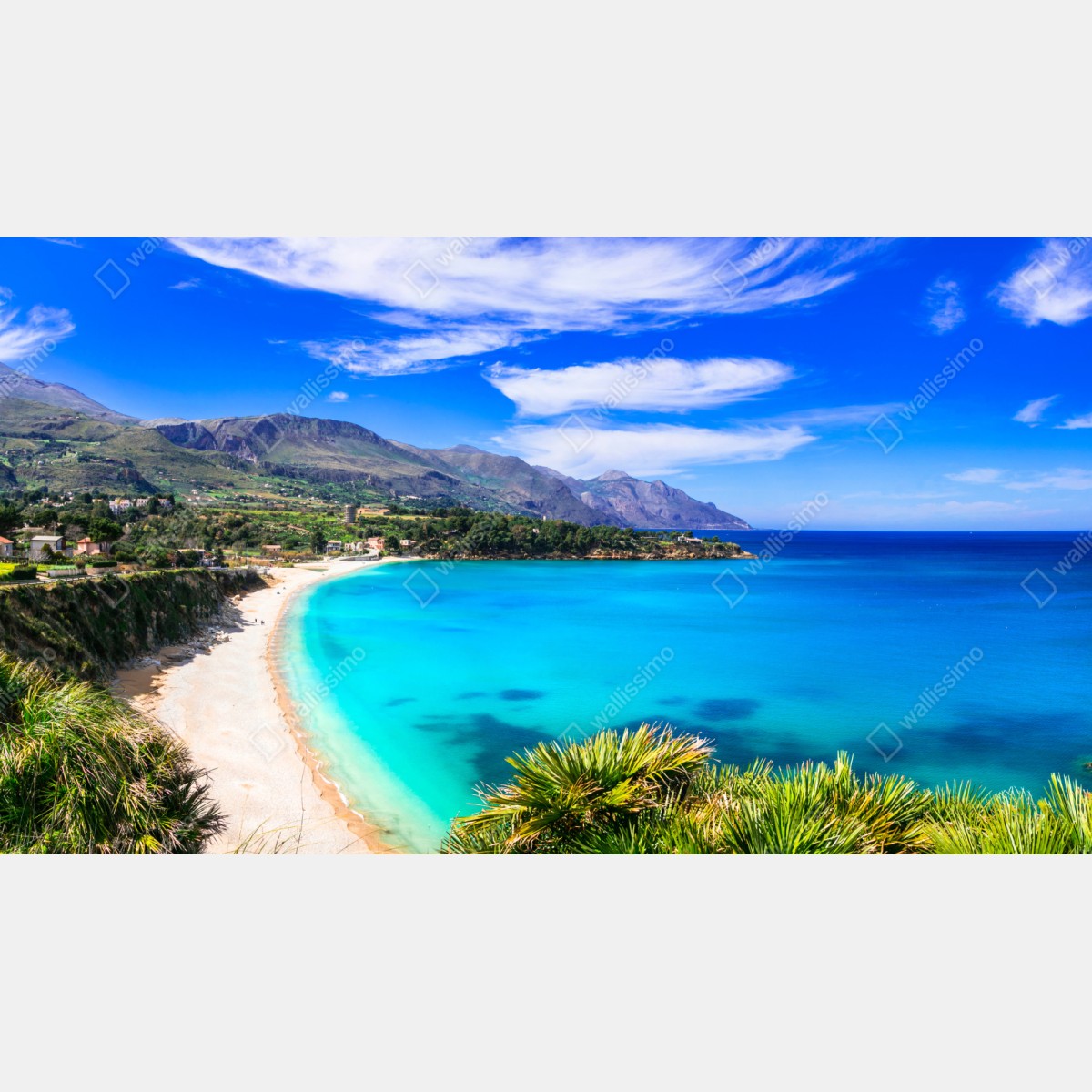 Naklejka repozycjonowalna turkusowy nadmorski pejzaż plaży – Wallissimo® Naklejka repozycjonowalna turkusowy nadmorski pejzaż plaży – Wallissimo®