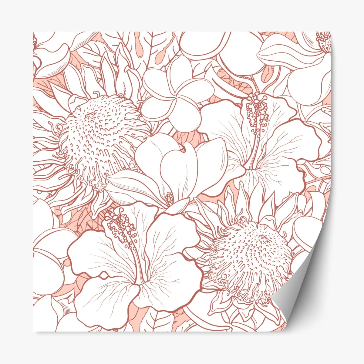 Naklejka repozycjonowalna delikatny koralowy wzór kwiatowy – Wallissimo® Naklejka repozycjonowalna delikatny koralowy wzór kwiatowy – Wallissimo®