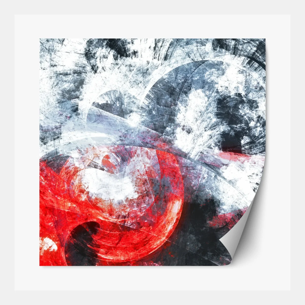 Naklejka repozycjonowalna dynamiczna czerwona i biała abstrakcyjna kompozycja – Wallissimo® Naklejka repozycjonowalna dynamiczna czerwona i biała abstrakcyjna kompozycja – Wallissimo®