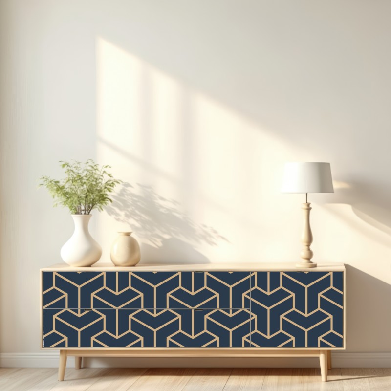 Naklejka repozycjonowalna granatowy geometryczny wzór sześcianów – Wallissimo® Naklejka repozycjonowalna granatowy geometryczny wzór sześcianów – Wallissimo®