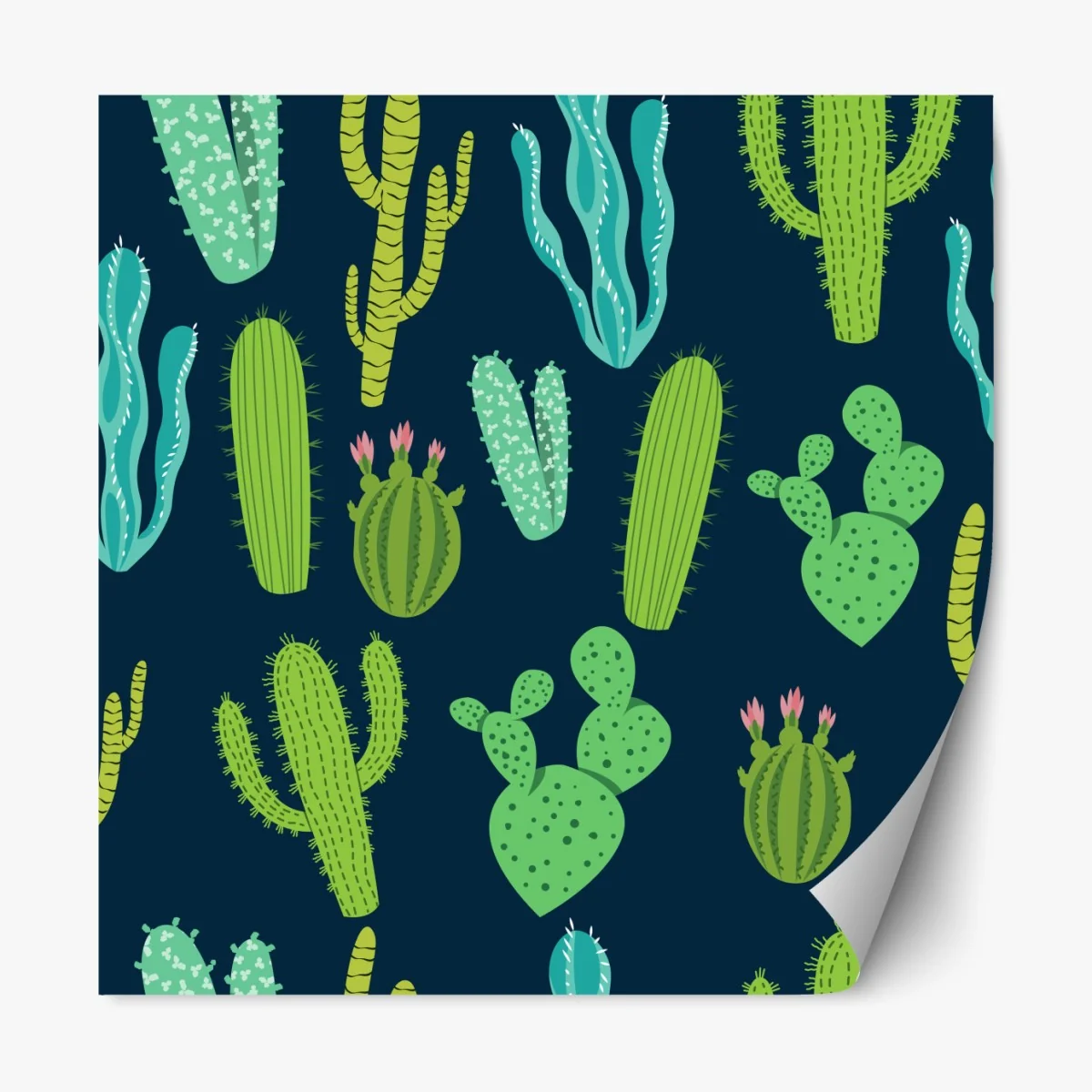 Naklejka repozycjonowalna wzór z kaktusami i sukulentami – Wallissimo® Naklejka repozycjonowalna wzór z kaktusami i sukulentami – Wallissimo®