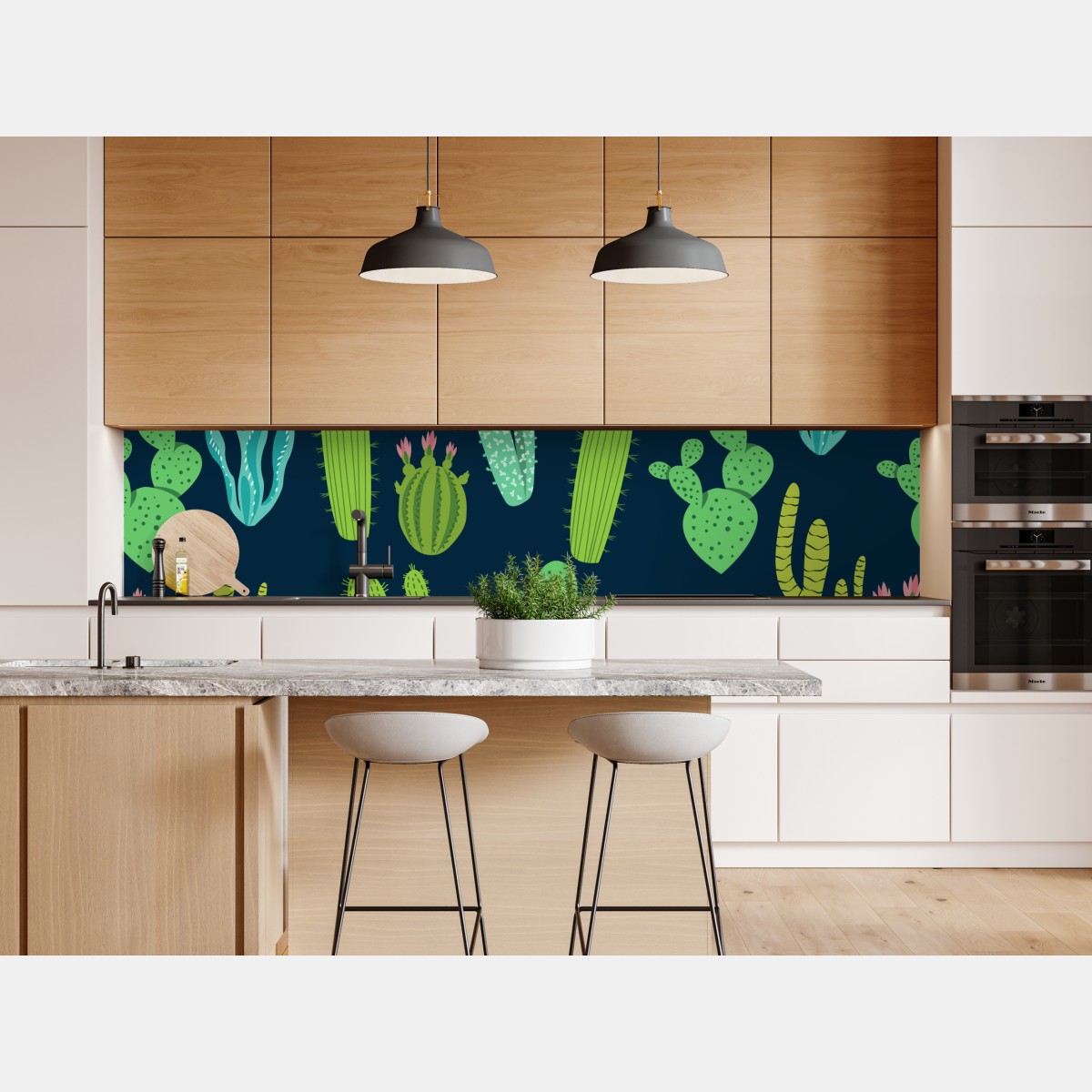 Naklejka repozycjonowalna wzór z kaktusami i sukulentami – Wallissimo® Naklejka repozycjonowalna wzór z kaktusami i sukulentami – Wallissimo®