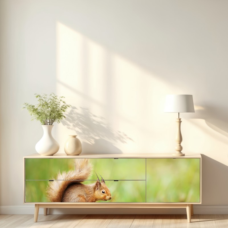 Naklejka repozycjonowalna ruda wiewiórka na mchu – Wallissimo® Naklejka repozycjonowalna ruda wiewiórka na mchu – Wallissimo®