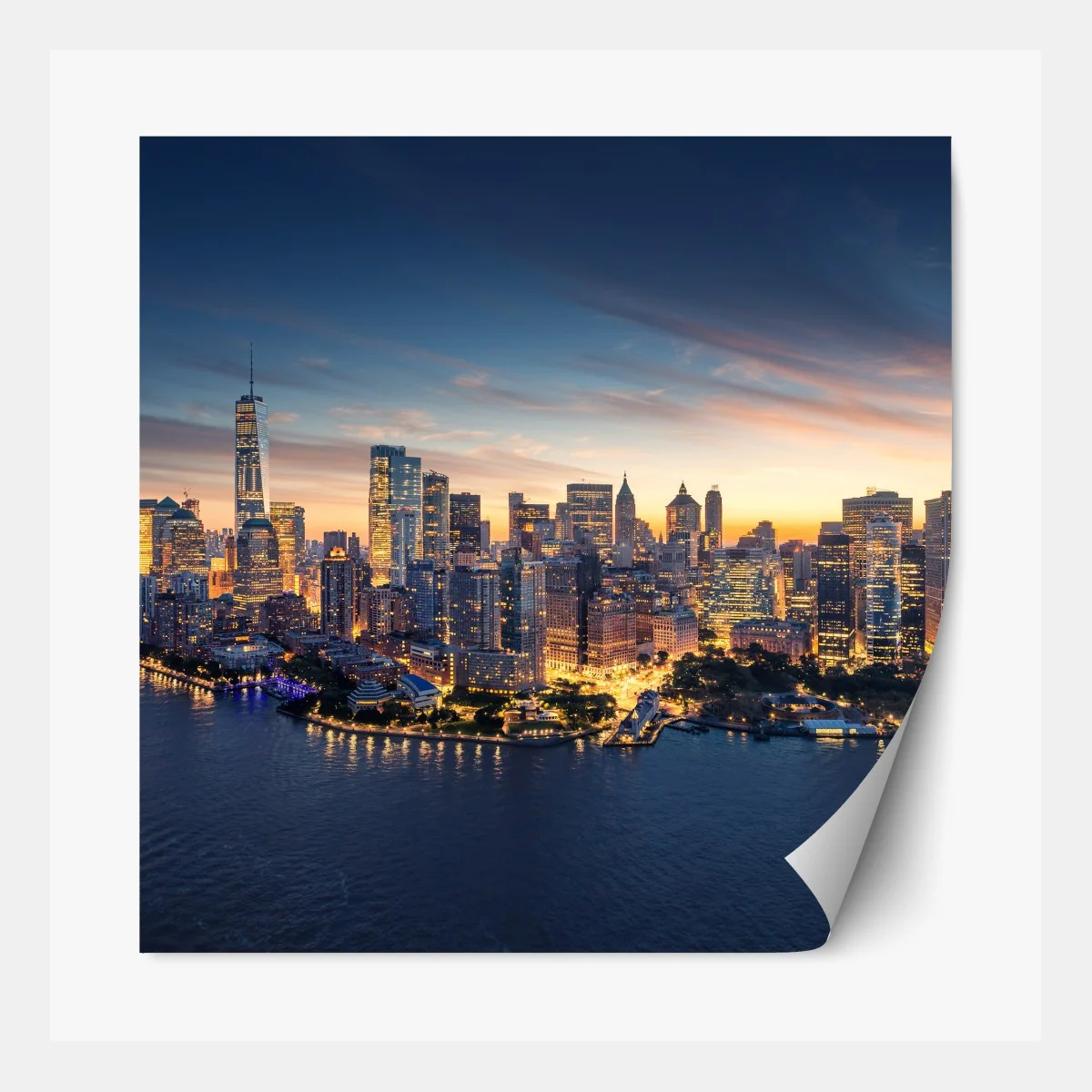 Naklejka repozycjonowalna Manhattan panorama o wschodzie słońca – Wallissimo® Naklejka repozycjonowalna Manhattan panorama o wschodzie słońca – Wallissimo®