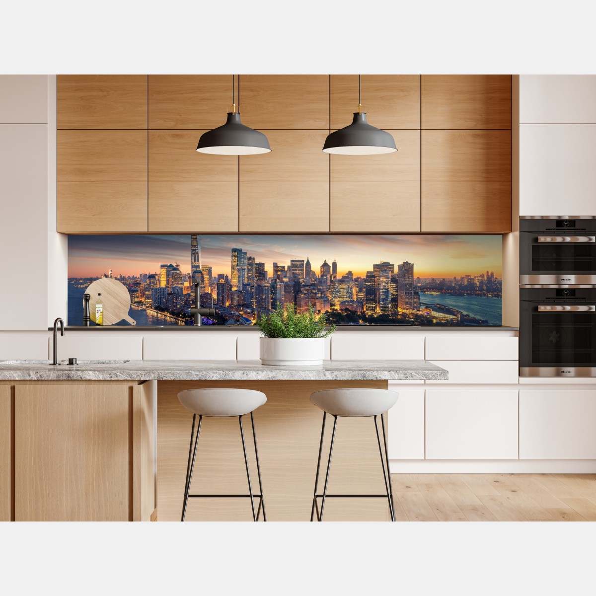 Naklejka repozycjonowalna Manhattan panorama o wschodzie słońca – Wallissimo® Naklejka repozycjonowalna Manhattan panorama o wschodzie słońca – Wallissimo®