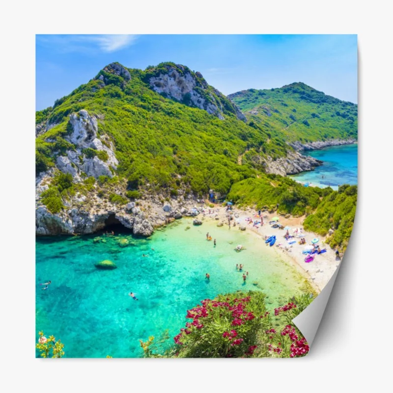 Naklejka repozycjonowalna tropikalne fioletowe liście na żółtym tle – Wallissimo®