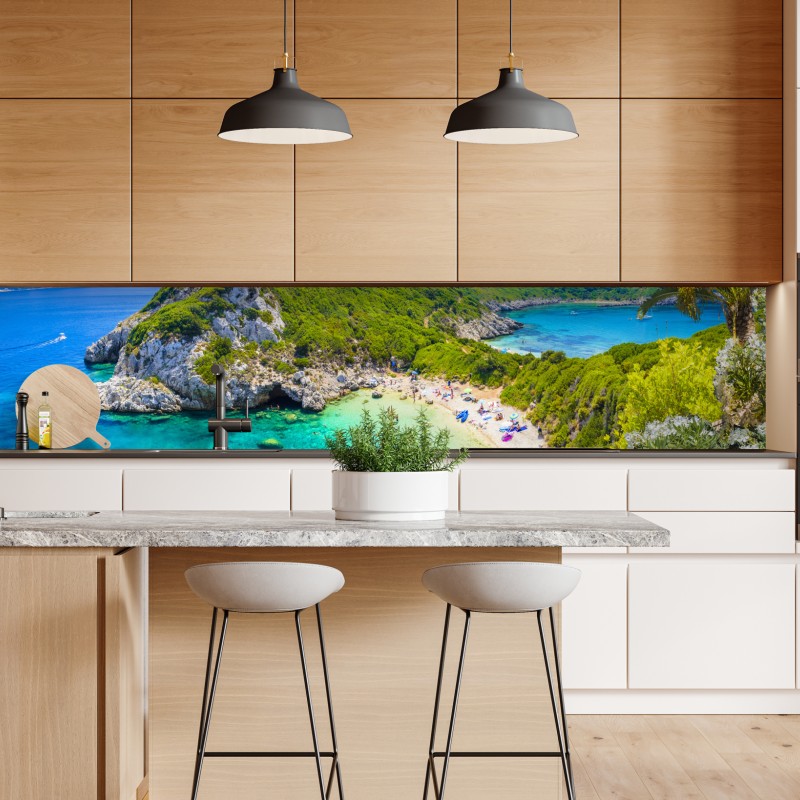 Naklejka repozycjonowalna tropikalne fioletowe liście na żółtym tle – Wallissimo®