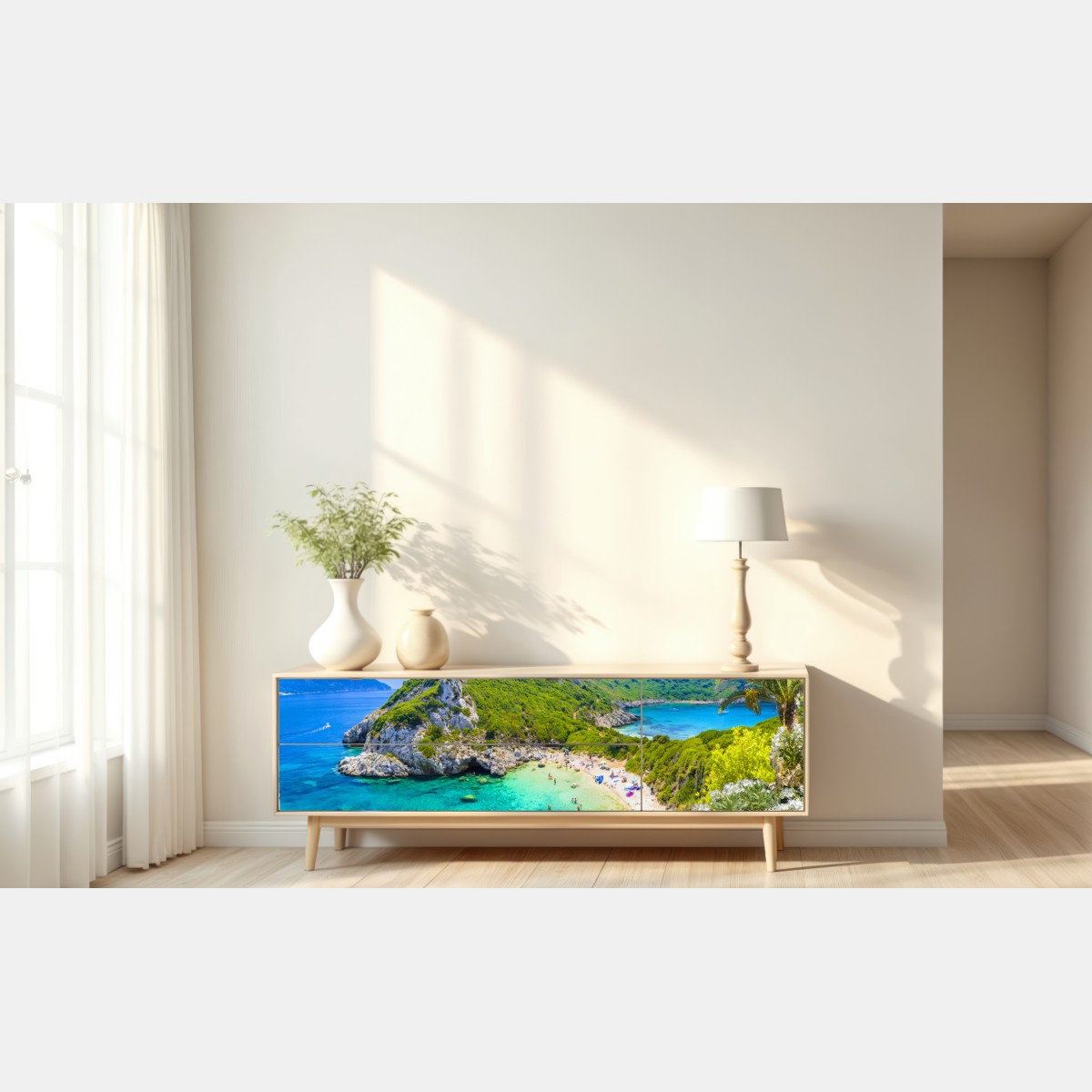 Naklejka repozycjonowalna Porto Timoni panoramiczna plaża, Korfu – Wallissimo® Naklejka repozycjonowalna Porto Timoni panoramiczna plaża, Korfu – Wallissimo®