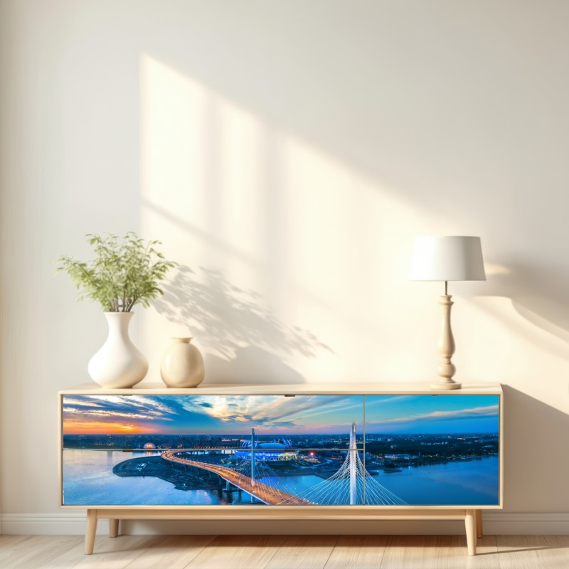 Naklejka repozycjonowalna Sankt Petersburg panorama mostu o zmierzchu – Wallissimo® Naklejka repozycjonowalna Sankt Petersburg panorama mostu o zmierzchu – Wallissimo®