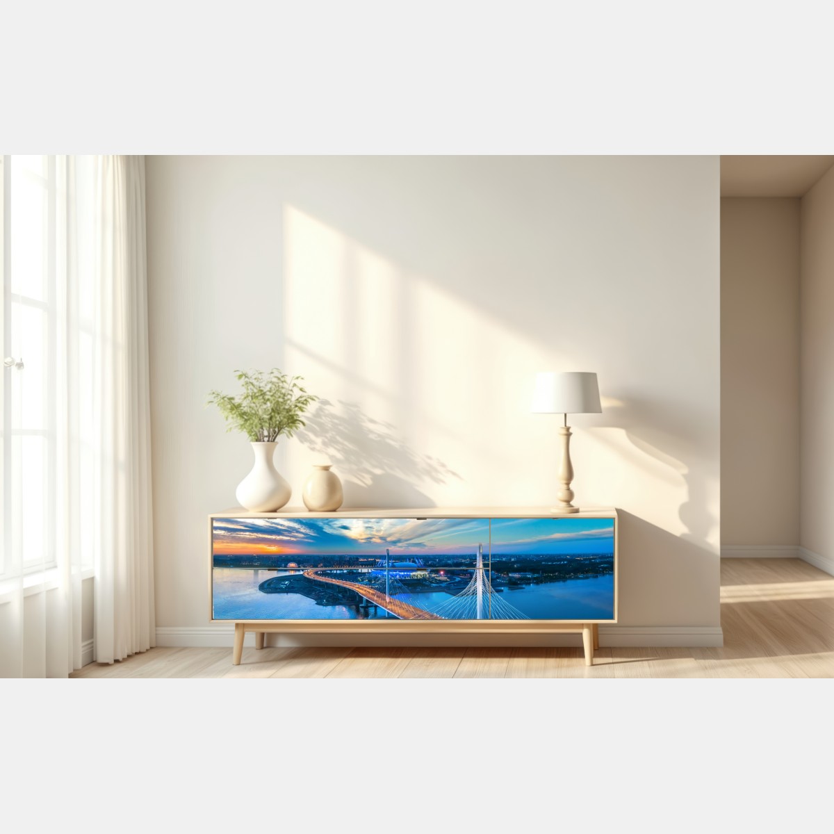 Naklejka repozycjonowalna Sankt Petersburg panorama mostu o zmierzchu – Wallissimo® Naklejka repozycjonowalna Sankt Petersburg panorama mostu o zmierzchu – Wallissimo®